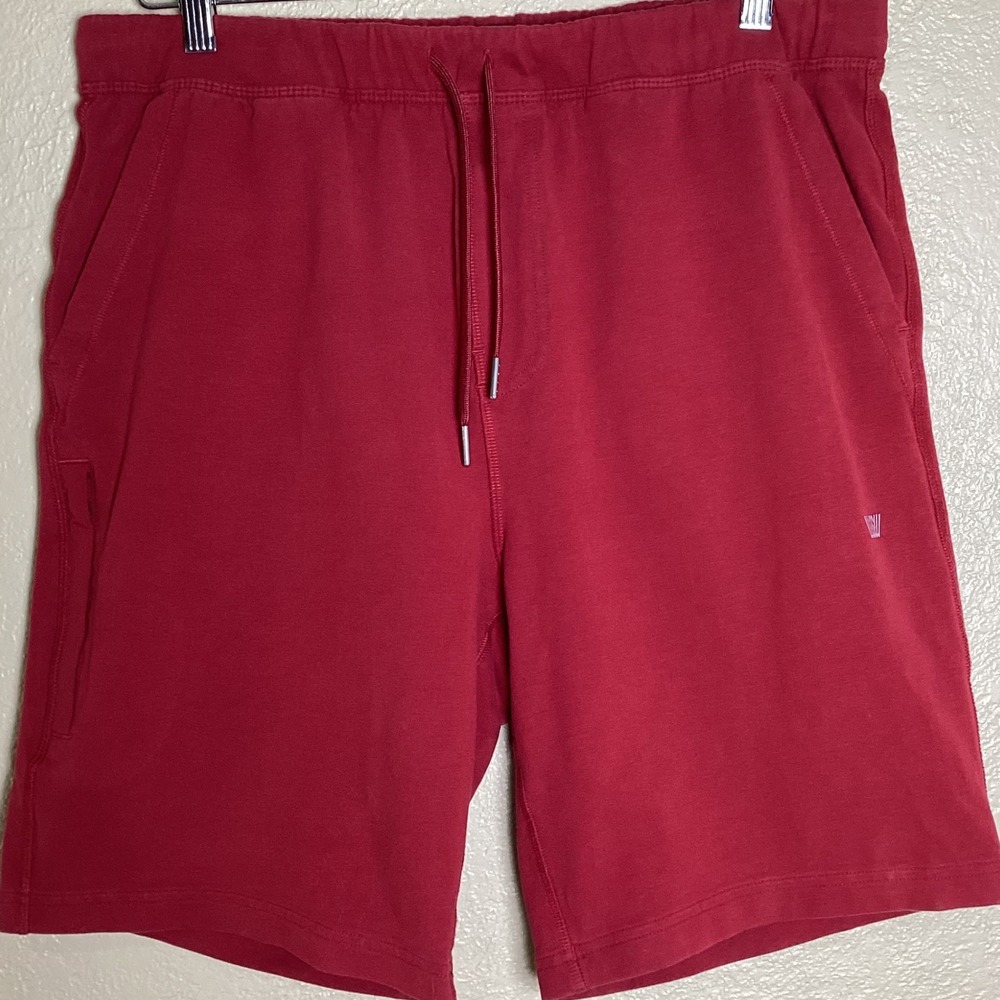 Mack Weldon Ace Sweatshort Mens Large Red Cotton Blend Drawstring Gym Shorts